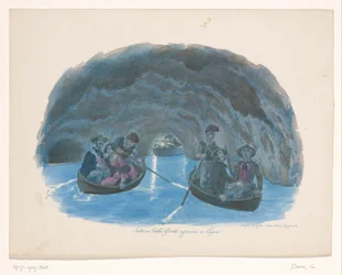 Figuren op roeiboten in de Blauwe Grot op Capri