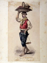 Aardbeienverkoper, Napolitaanse kostuums door G. Dura