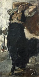 De vrouw van de kunstenaar als Turkse danseres