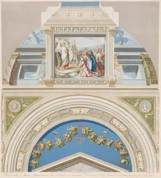 Lunet en gewelfveld met Mozes toont de stenen tafelen