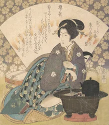 Courtisane die thee drinkt, ca. 1830