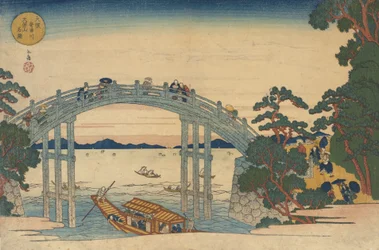 Stenen brug over de Aji-rivier, Osaka