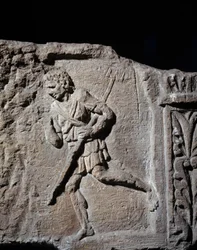 Gallisch-Romeinse kunst: stele die een gladiator voorstelt