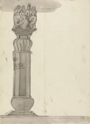 Tekening van een kolom uit Ekvera