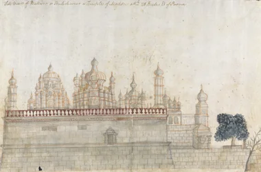 Zijaanzicht van Bulliter of Bulishwur, een tempel van Mahdew