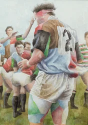 Rugbywedstrijd: Harlequins tegen Northampton, Brian Moore bij de ingooi, 1992