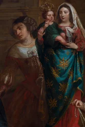Aartshertogin Isabella van Spanje, die haar juwelen schenkt aan de Basiliek van Sint-Maarten in Halle