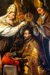 Kroning van keizer Karel V in Bologna, detail