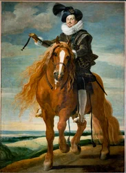 Ruitersportret van Don Diego Messia Felipe de Guzman, Marques de Leganes ... (schilderij op doek)