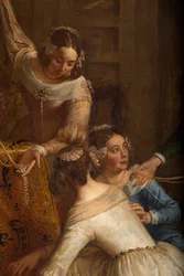 Parochiekerk Saint-Brice. Schilderij "De aartshertogin Isabel van Spanje schenkt haar sieraden aan de basiliek van Sint-Martin van Halle". Gaspar de Crayer.