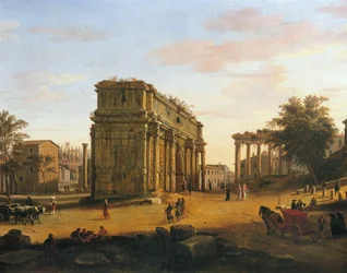 Boog van Septimius Severus in Rome, door Gaspar van Wittel (1652 of 1653-1736), 565 x 9056 cm, detail