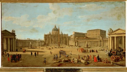 Sint-Pietersbasiliek in Rome, rond 1700-1710 (schilderij op doek)
