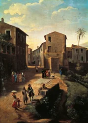 Uitzicht op Tivoli, door Gaspar van Wittel (1652 of 1653-1736), (detail)