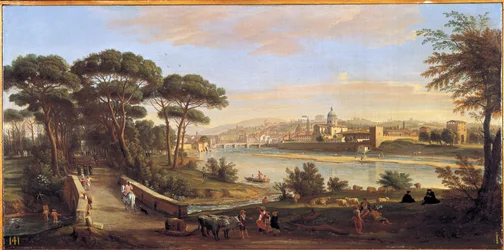 Uitzicht op de Oltrarno in Florence sinds de Cascine