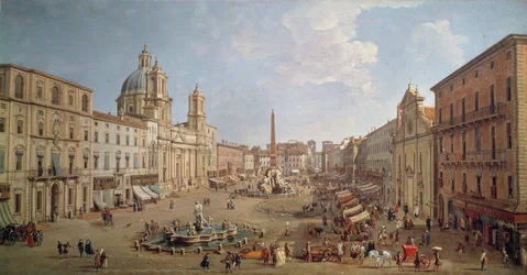 Uitzicht op Piazza Navona, schilderij door Gaspar van Wittel of Gaspare Vanvitelli (1652 of 1653-1736), olieverf op doek, Italië