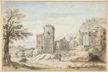 Landschap met ruïnes en een tempel, 1716