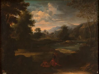 Dughet - Landschap met drie figuren, 1648 - 1650