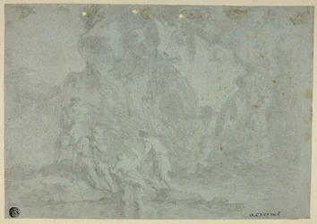 Rotsachtig landschap met figuren