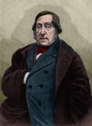 Portret van Gioachino Rossini (1792-1868), Italiaanse componist - Gravure naar de foto van Nadar