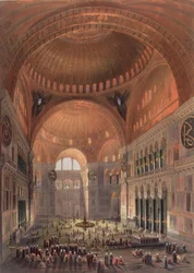 Interieur van de Hagia Sophia, Constantinopel, uitgegeven 1852