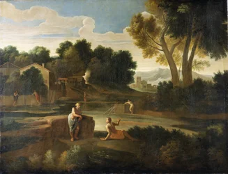 Klassiek landschap met figuren