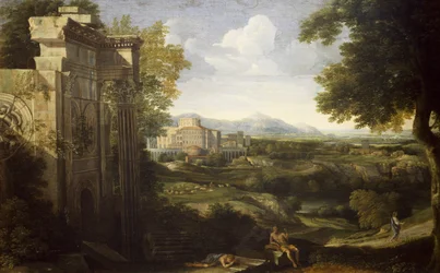 Italiaans landschap met ruïnes