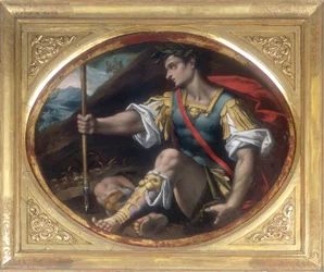 Leider met een lauwerkrans die een lans vasthoudt, bewaard in de Galleria Estense in Modena
