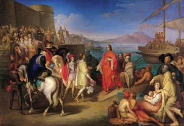Landing van Lorenzo de Magnifieke in Napels, door Gaspero Martellini