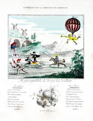 Karikatuur over de richting van de aerostaat, 1887