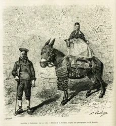 Andorra en Andorra. Gravure door G. Vuillier, ter illustratie van het verhaal 