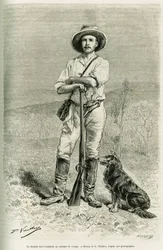 Portret van de reiziger auteur Carl Lumholtz. Gravure door G. Vuillier, ter illustratie van het verhaal 
