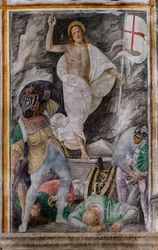 Detail van de opstanding van Christus, uit Het leven en de passie van Christus