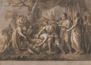 Achilles treurt om de dood van Patroclus