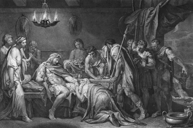 Priamus koopt het dode lichaam van Hector vrij, Domenico Cunego, 1764