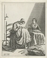 Twee vrouwen aan het naaien