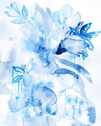 Indigo-aquarelbloemen