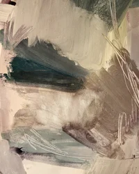 Ingetogen abstracte penseelstreken