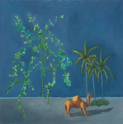 Kameel en twee bomen, 2019 (olieverf op board)