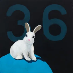 Konijn op bal, 2017 (acryl op board)