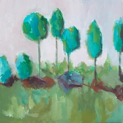 Bomenrij (acryl op board)