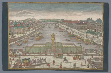 Gezicht op de Pont Neuf over de rivier de Seine te Parijs, gezien richting de Pont Royal