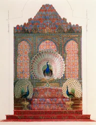Ontwerp voor de Pauwentroon van de Moorse kloostergang in het koninklijke kasteel van Lodewijk II in Linderhof