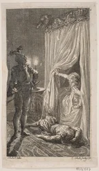 Illustratie met slaapkamer scène
