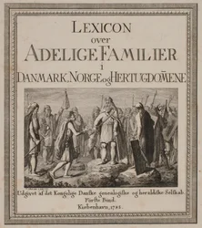 Titelblad voor "Lexicon over adellijke families in Denemarken, Noorwegen en de Hertogdommen"