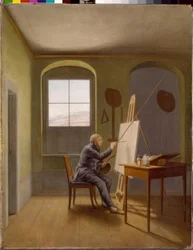 Caspar David Friedrich in zijn atelier