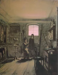 Duits: Der Maler Gerhard von Kügelgen in seinem Atelier De schilder Gerhard von Kügelgen in zijn atelier