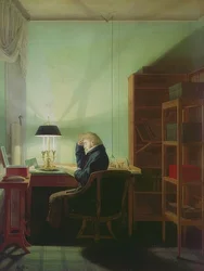 Lezer bij lamplicht. 1814