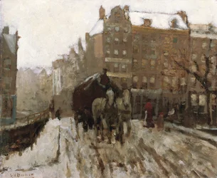 Brug over het Singelkanaal bij de Paleisstraat, Amsterdam, ca. 1895-1900