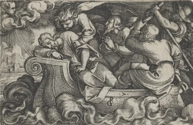 Christus Slapend Tijdens de Storm op het Meer van Tiberias, uit Het Verhaal van Christus, 1534-35