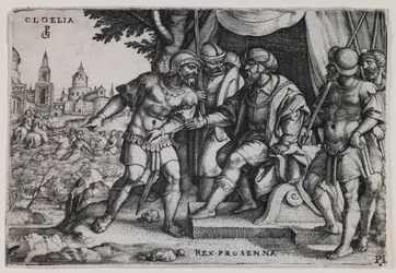 Cloelia en de Etruskische koning Porsenna, ca.1536-37 (gravure)